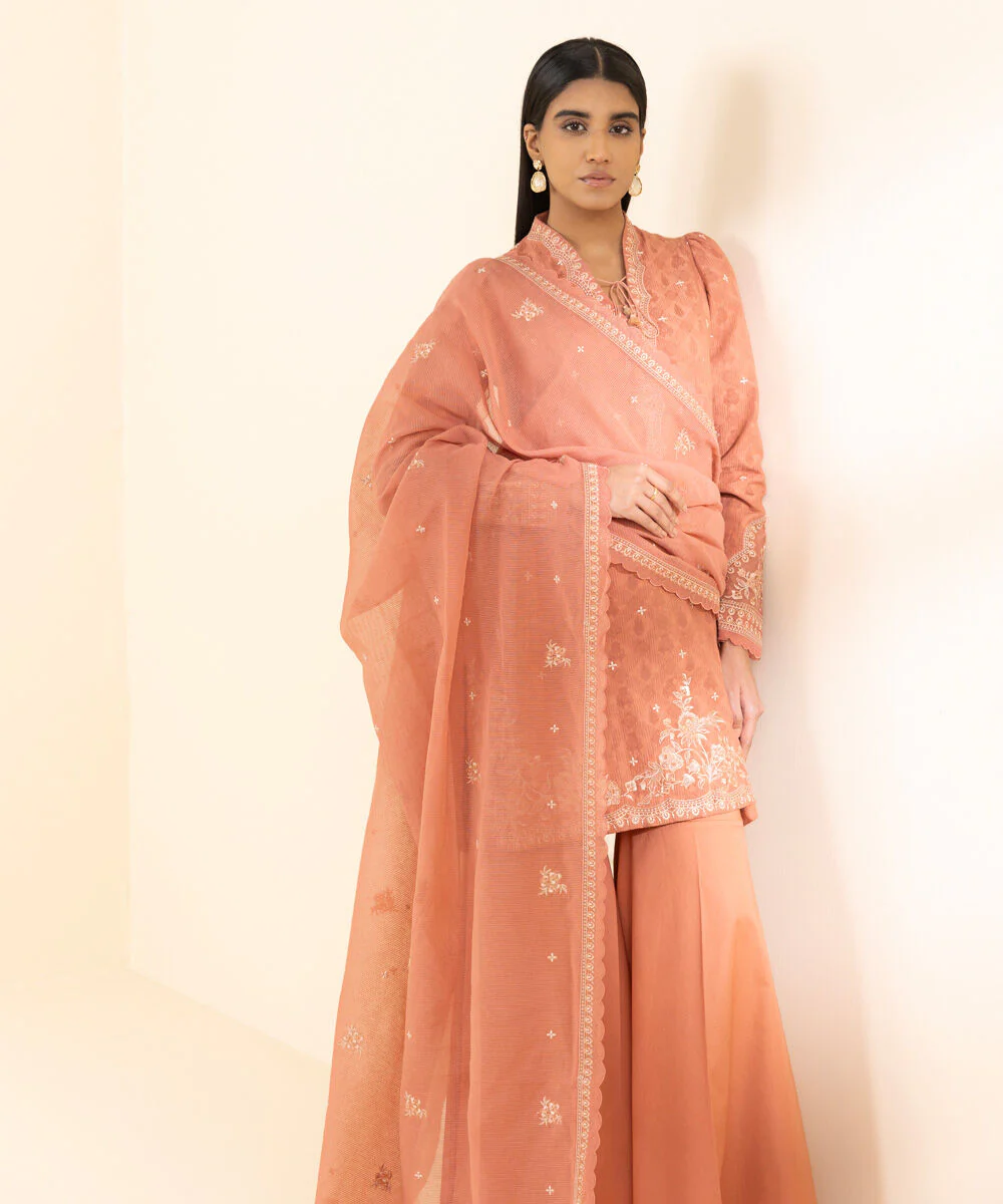 Sapphire U3PEST25V216 3 Piece Embroidered Cotton Jacquard Suit Statement Eid 1 2025 - Image 2