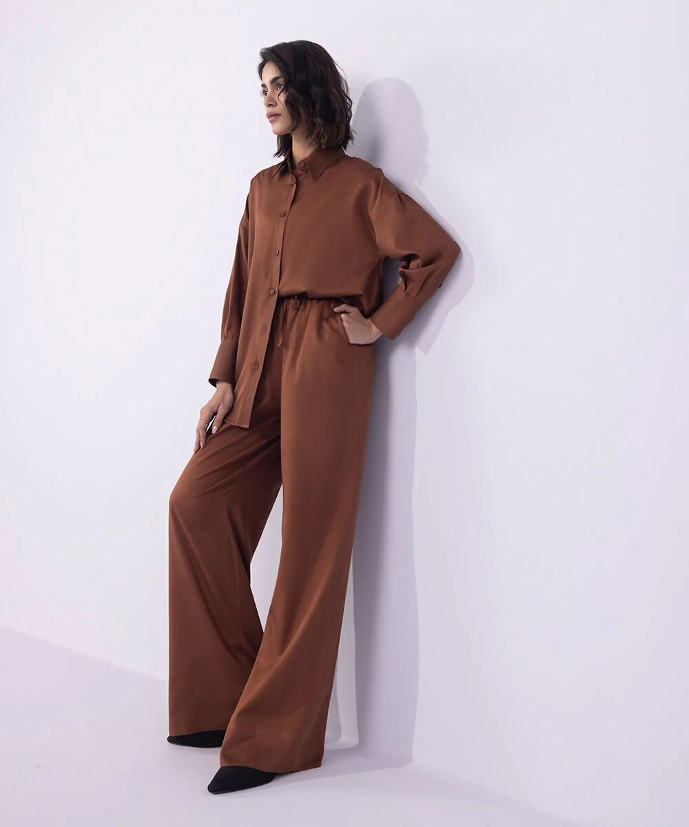 Sapphire Wide-Leg Cotton-Satin Trousers WBTMS25V2017 West RTW 2025