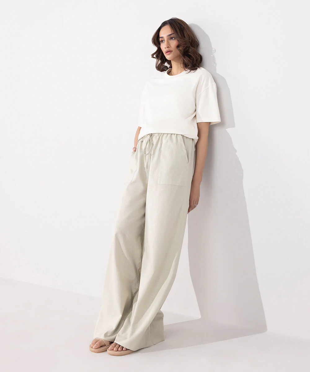 Sapphire Wide Leg Linen Blend Trousers WBTMS25V3006 West RTW 2025