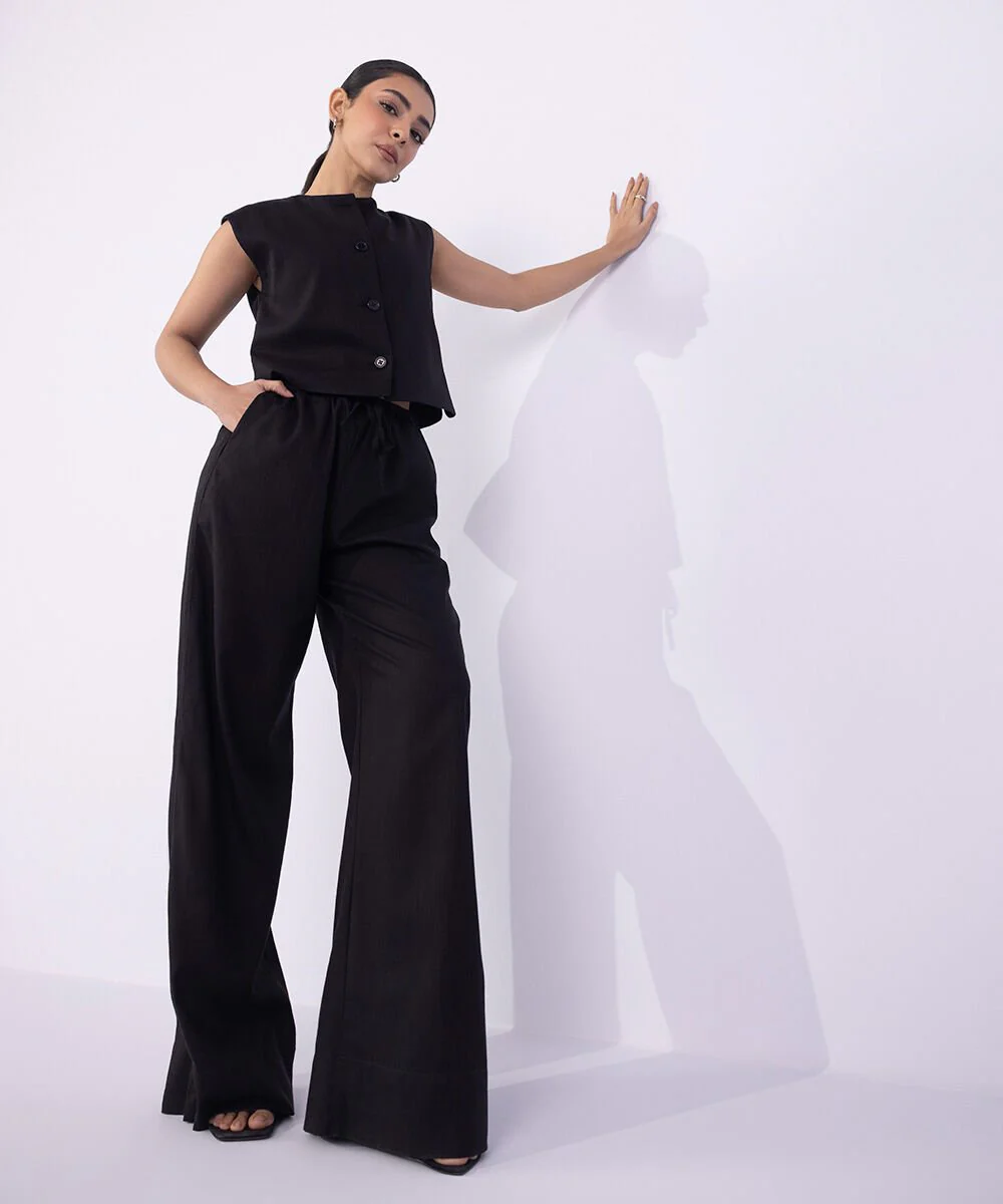 Sapphire Wide-Leg Textured Trousers WBTMS25V2008 West RTW 2025