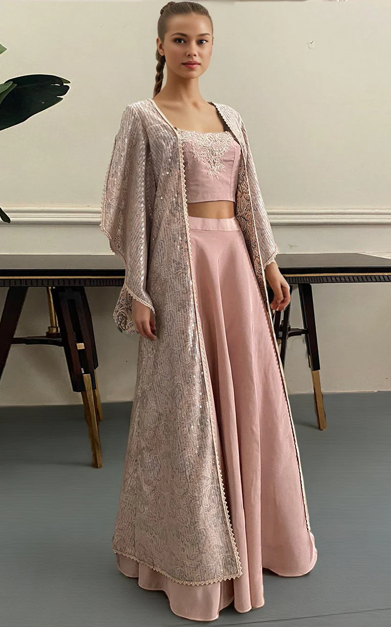 Thread & Motifz Embroidered Blouse With Printed Jacket And Skirt 9412 Formal Pret 2024