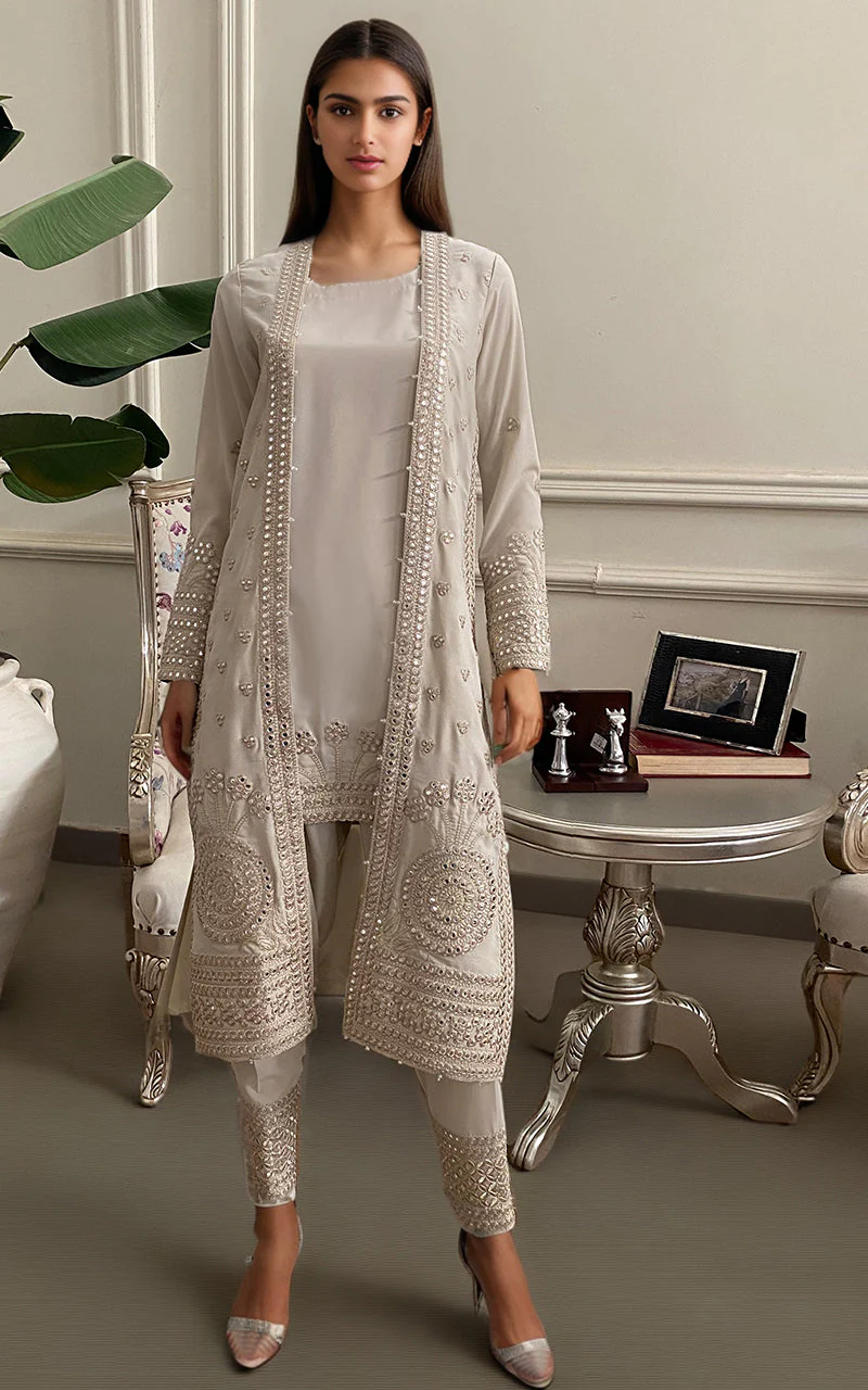 Thread & Motifz Embroidered Jacket With Inner Shirt And Trouser Formal Pret 2024