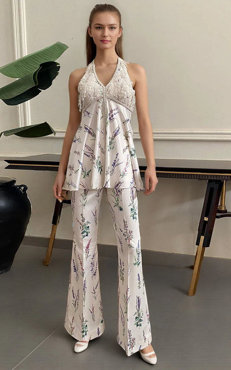 Thread & Motifz Embroidered Printed Peplum With Printed Trouser Formal Pret 2024