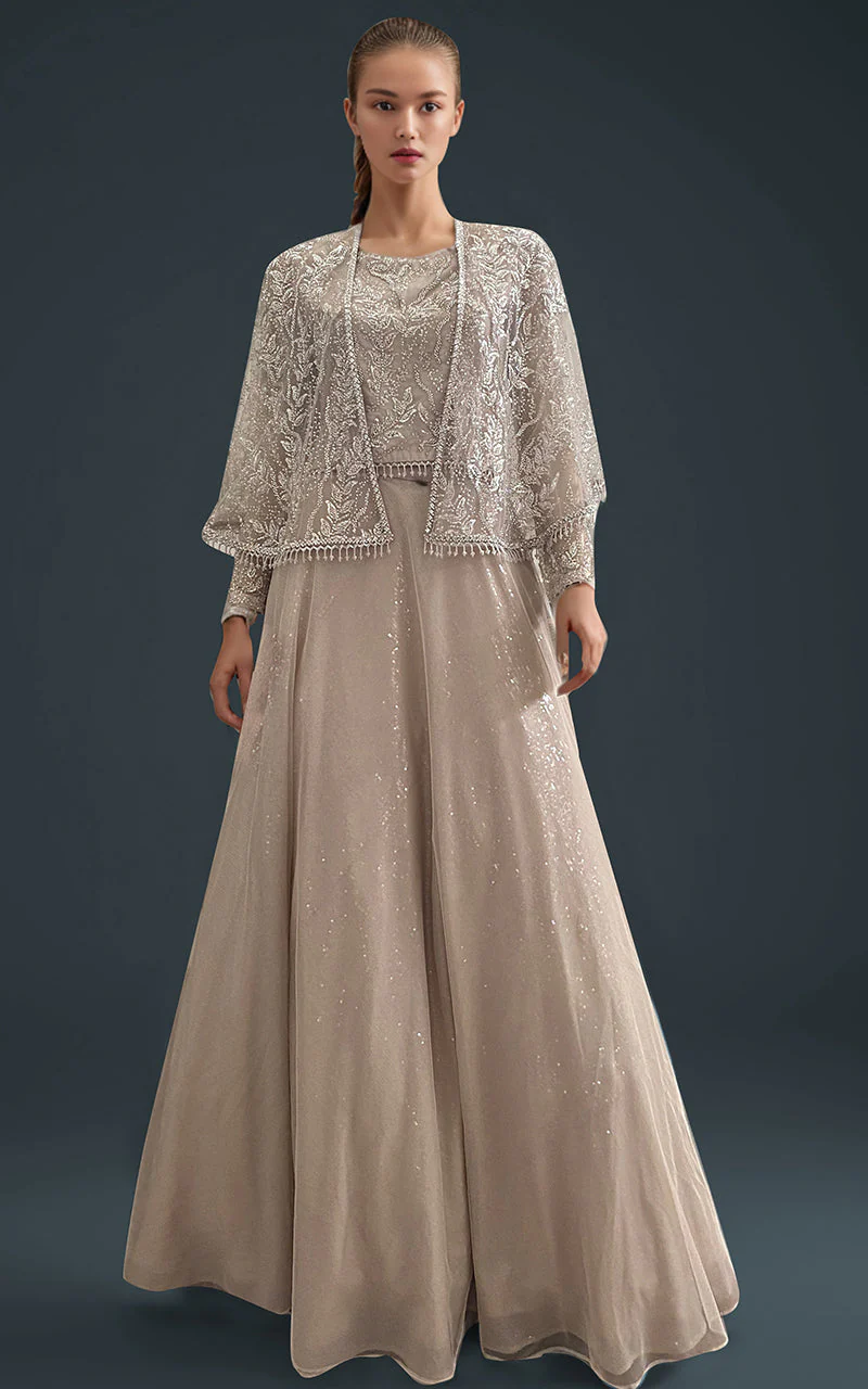Thread & Motifz Net Embroidered Cape With Embroidered Blouse And Skirt 9442 Formal Pret 2024