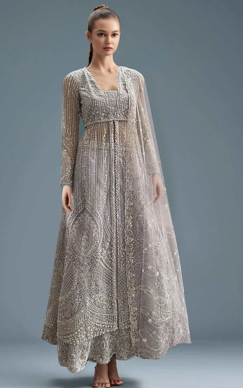 Thread & Motifz Net Embroidered Dress With Embroidered Skirt 9334 Formal Pret 2024