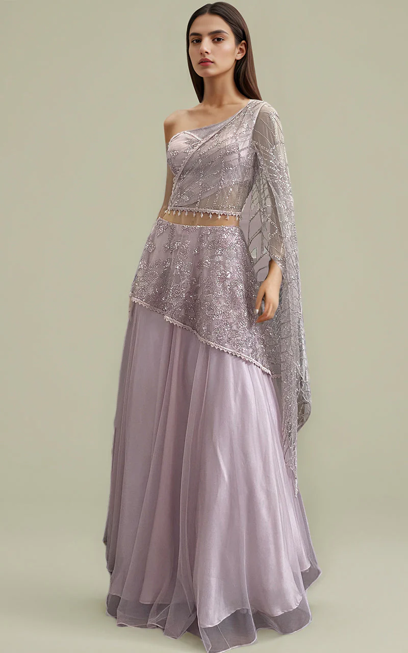 Thread & Motifz Net Embroidered Dress With Skirt 9447 Formal Pret 2024