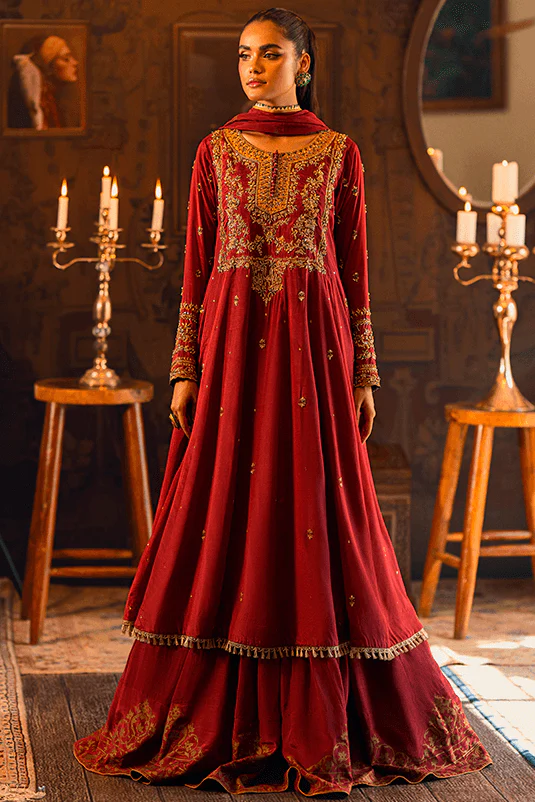 Zaaviay Gulnaar (Three Piece) Qarmazi Wedding Edition 2025