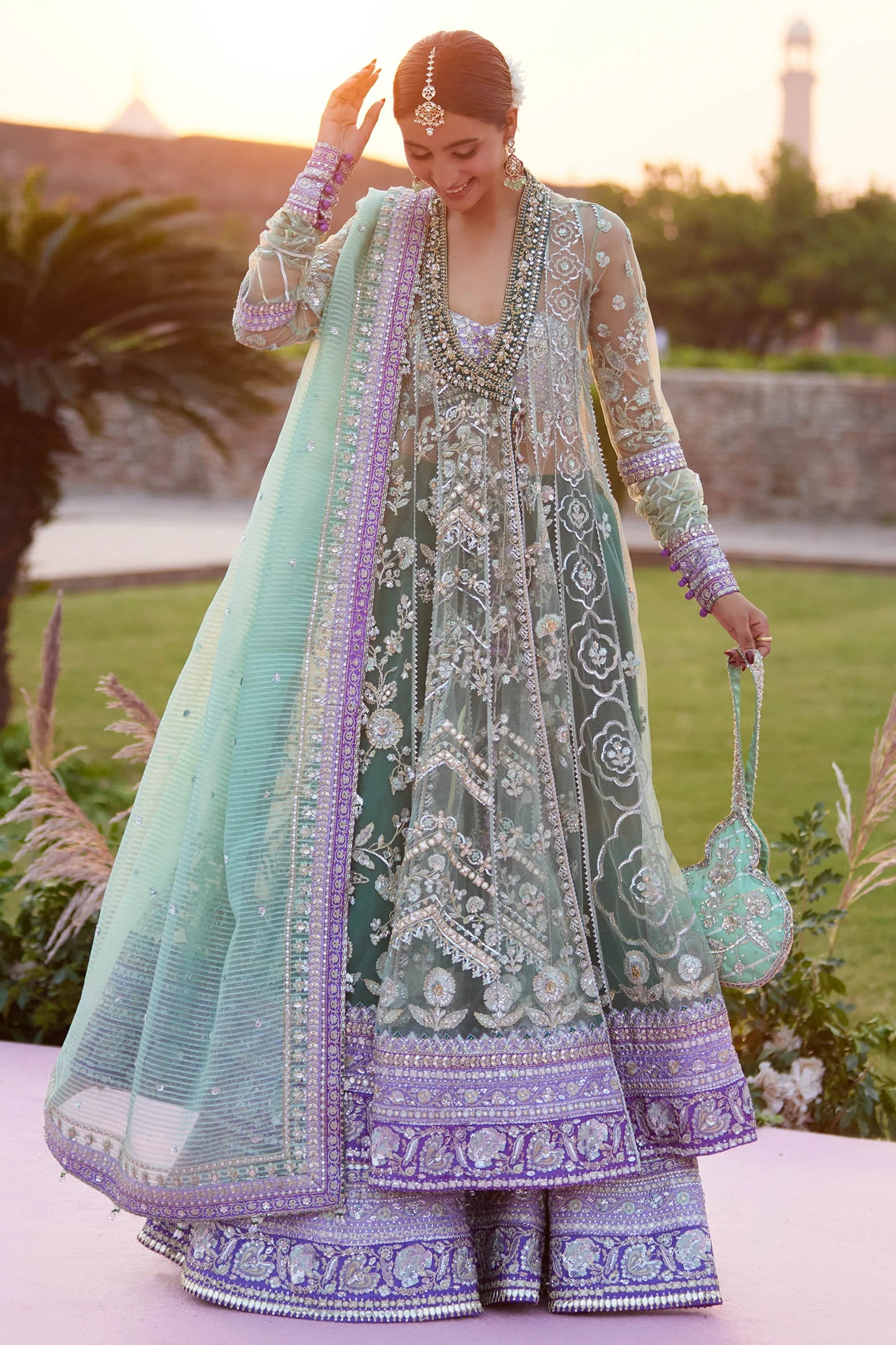 Zaha By Khadija Shah Zarqah-E-Pistachio (ZC25-03) Gossamer Wedding Collection 2025 - Image 2