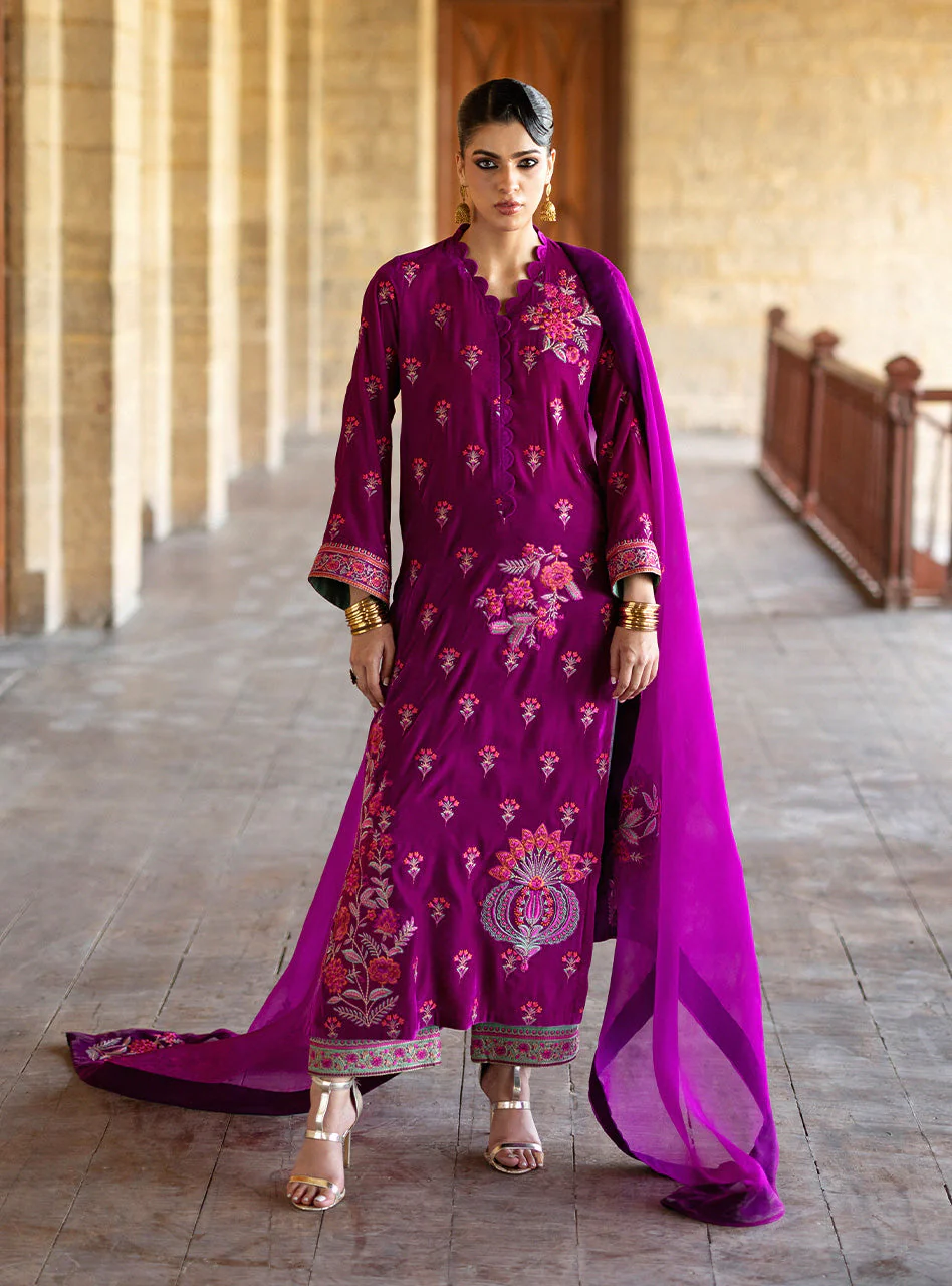 Zainab Chottani Mulberry Long Shirt Velura Velvet Edit 2025