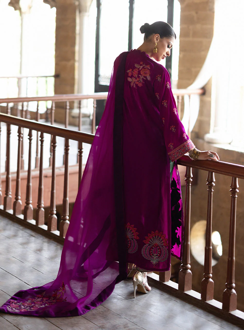 Zainab Chottani Mulberry Long Shirt Velura Velvet Edit 2025 - Image 2