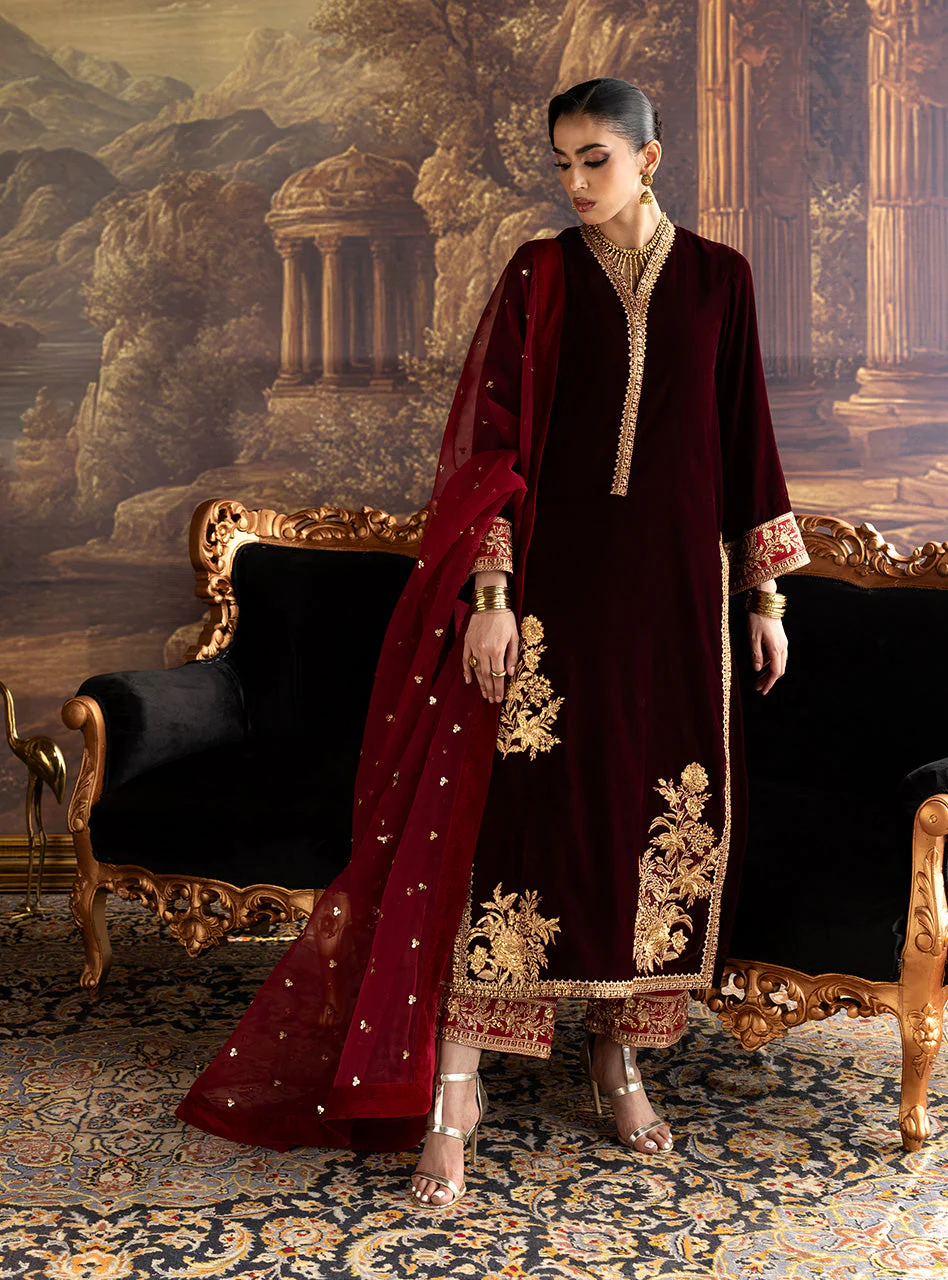 Zainab Chottani Nur Long Shirt Velura Velvet Edit 2025