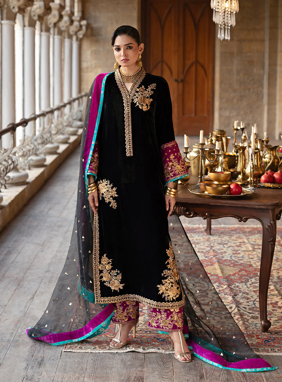 Zainab Chottani Siya Long Shirt Velura Velvet Edit 2025