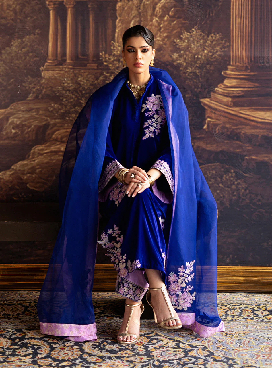 Zainab Chottani Zelin Long Shirt Velura Velvet Edit 2025 - Image 2
