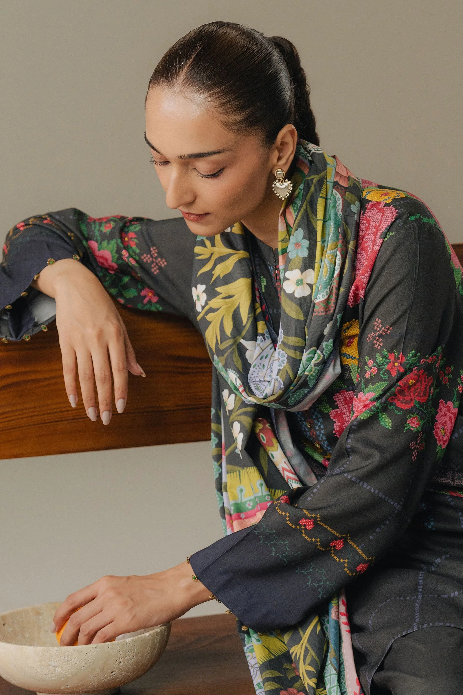 Zara Shahjahan Olive Hour-5A Coco Prints Edit V 2025