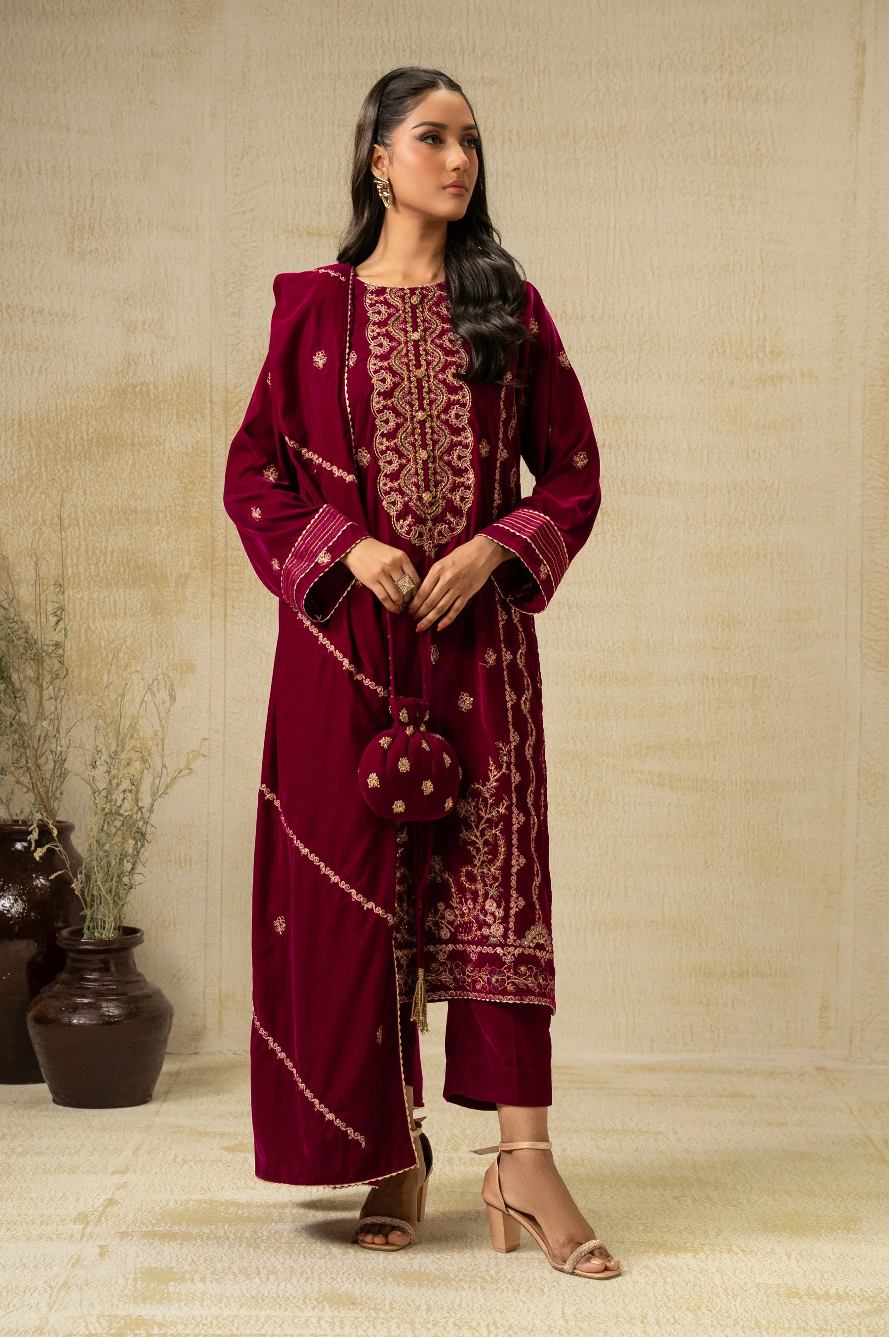 Zeen Wum35846 Fuchsia Velvet Collection 2025