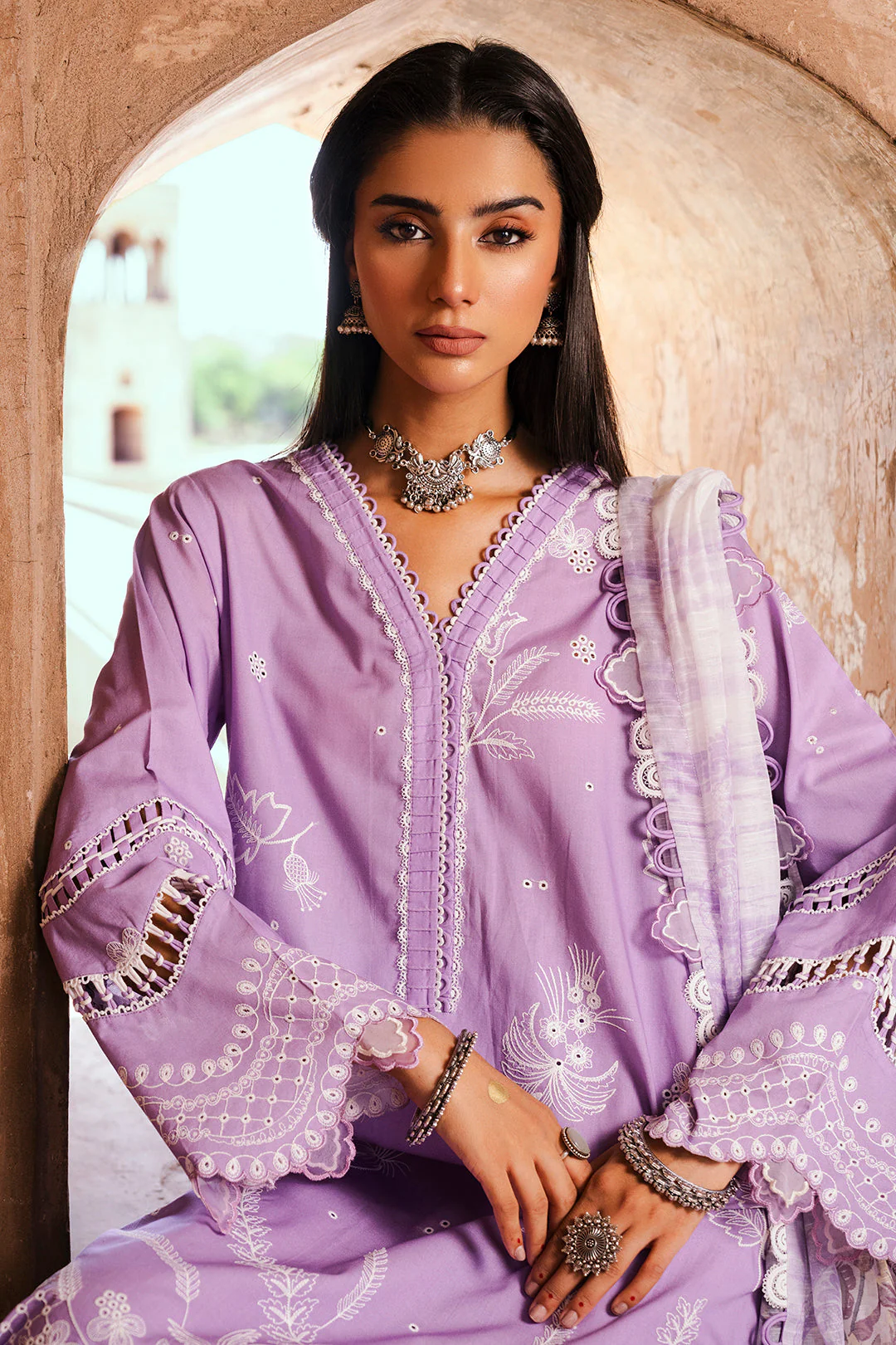Zellburry Embroidered Shirt Shalwar Dupatta - 0827 Chikankari Edition 2025 - Image 2