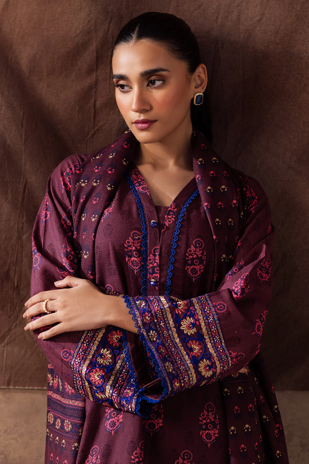 Zellbury Embroidered Shirt Dupatta - 0263 Essential Winter Collection 2025 - Image 2
