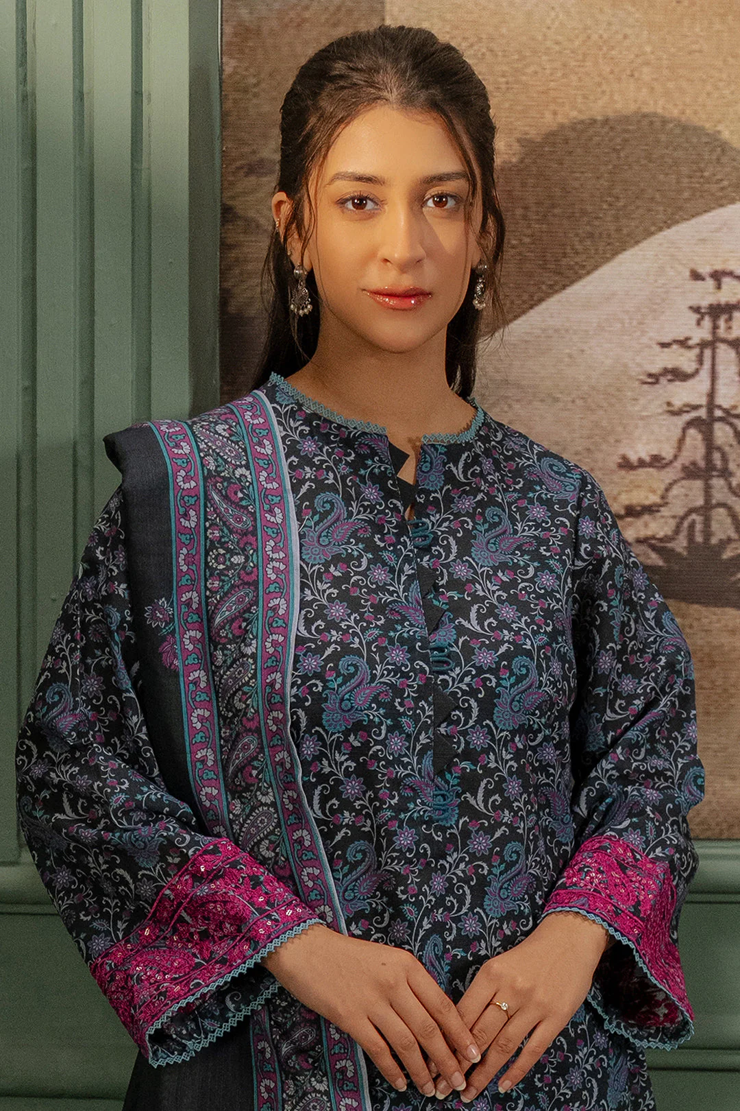 Zellbury Embroidered Shirt Dupatta - 0347 Essential Winter Collection 2025 - Image 2
